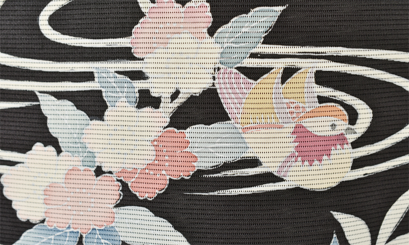 絽訪問着[黒・流水に鴛鴦]