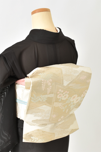 絽訪問着[黒・流水に鴛鴦]