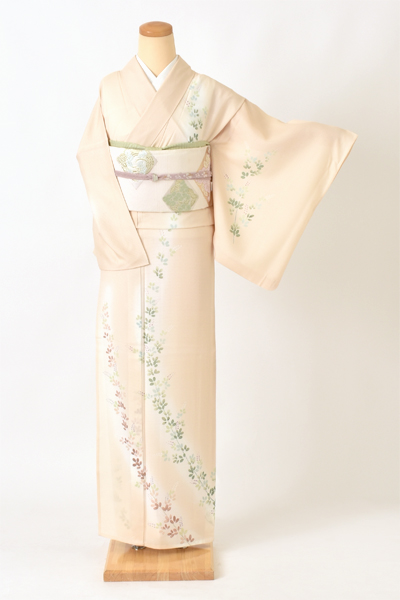 絽訪問着[クリーム・萩]