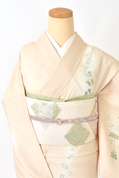 絽訪問着[クリーム・萩]