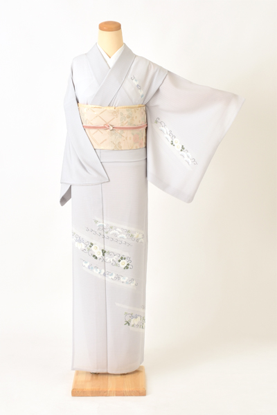 絽訪問着[水色・唐草]