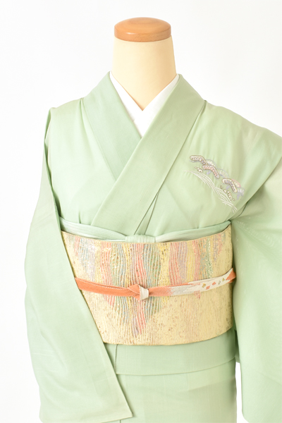 夏紬訪問着[ミントグリーン・松]