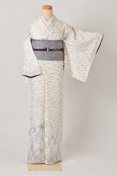 紬［波模様と草模様］