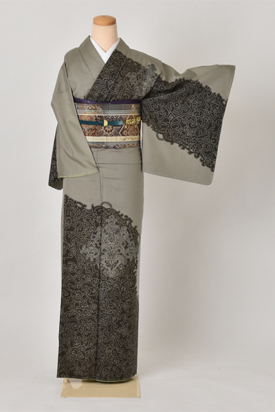 紬［唐花模様］