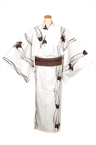 浴衣[169-177cm白地・桐]