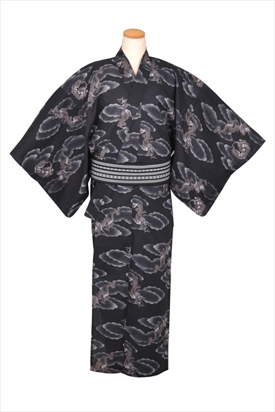 浴衣[165-173cm・黒地・竜]
