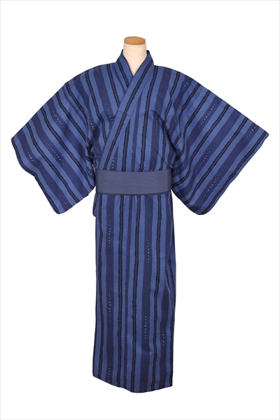 浴衣[168-176cm青地・縞]