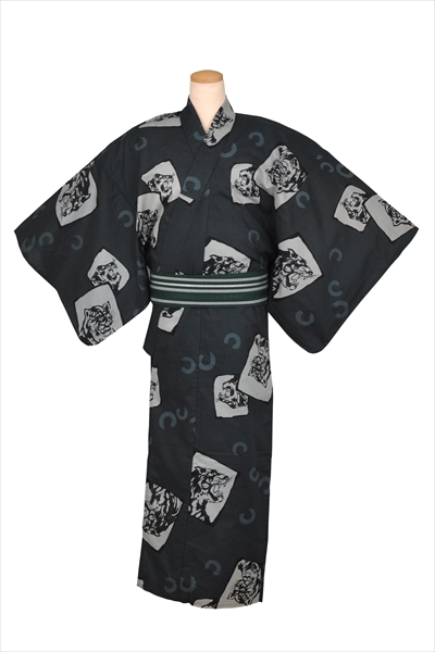 浴衣[166-174cm・緑がかった黒地]