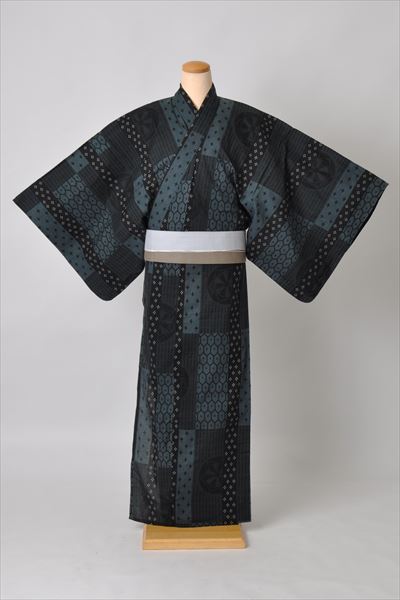 浴衣[168-176cm・黒グレー]