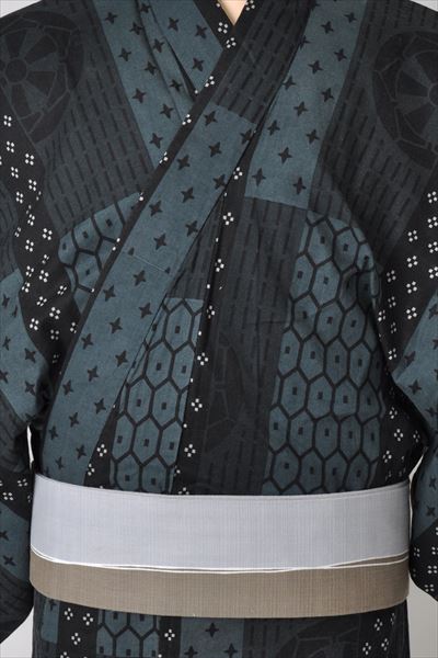 浴衣[168-176cm・黒グレー]