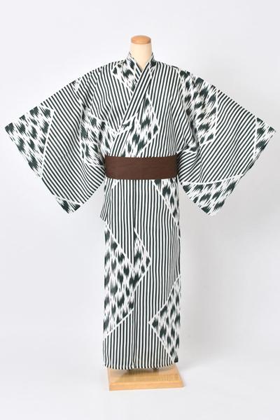 浴衣[166-174cm・白地に緑]