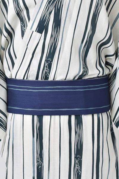 浴衣［165-175cm・白地縦縞］