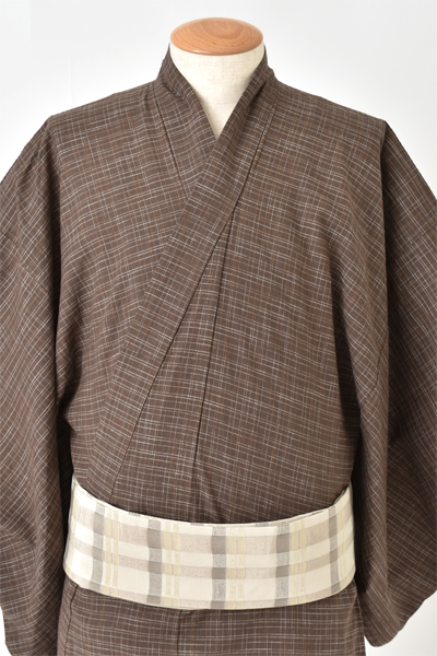 浴衣[170-178cm・茶に格子]