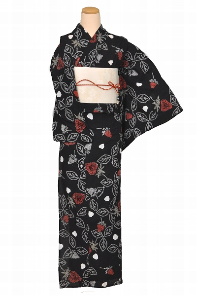 浴衣[黒地・苺トールサイズ]