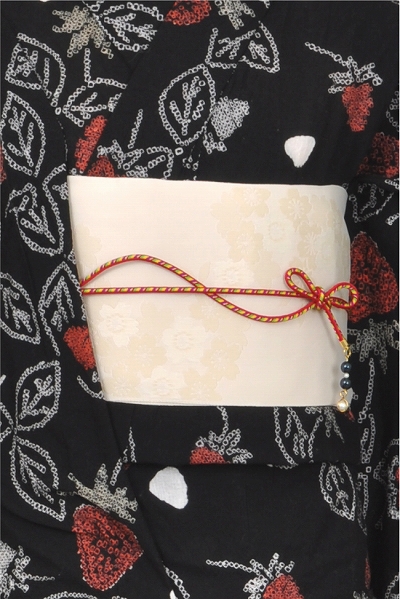 浴衣[黒地・苺トールサイズ]