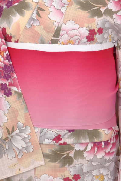 浴衣[ベージュ地・大輪の花]