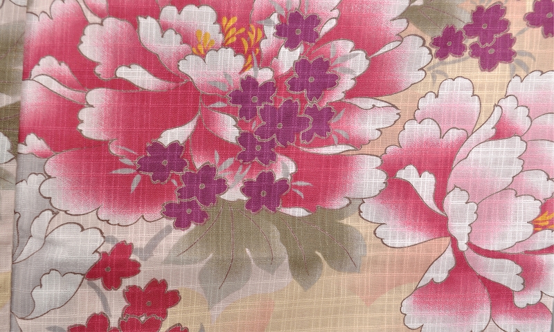 浴衣[ベージュ地・大輪の花]