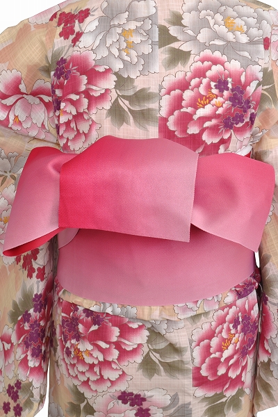 浴衣[ベージュ地・大輪の花]