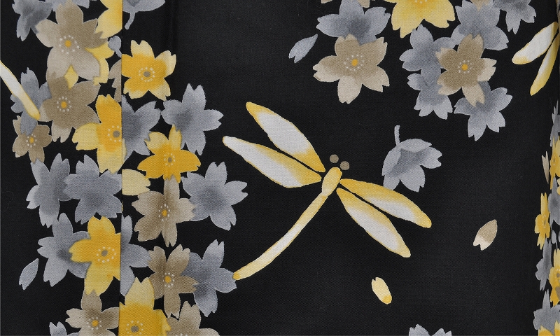 浴衣[黒地・花トンボ]