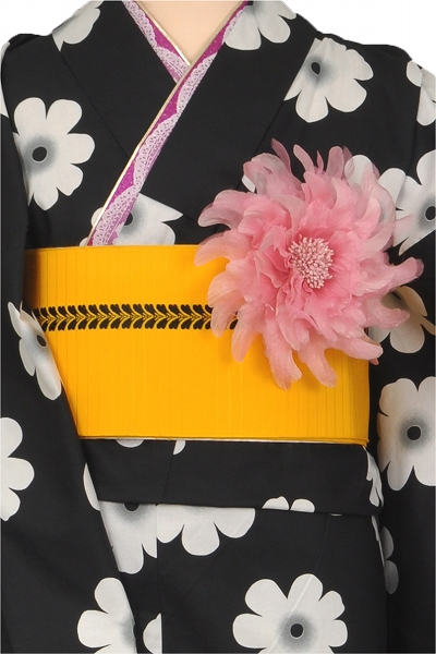 浴衣[黒地・白い花]