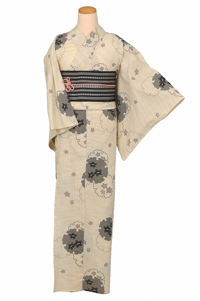 浴衣[生成り地・雪輪]