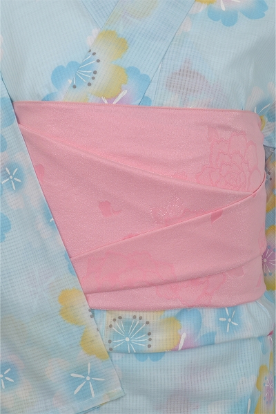 浴衣[水色地・金魚・花模様]