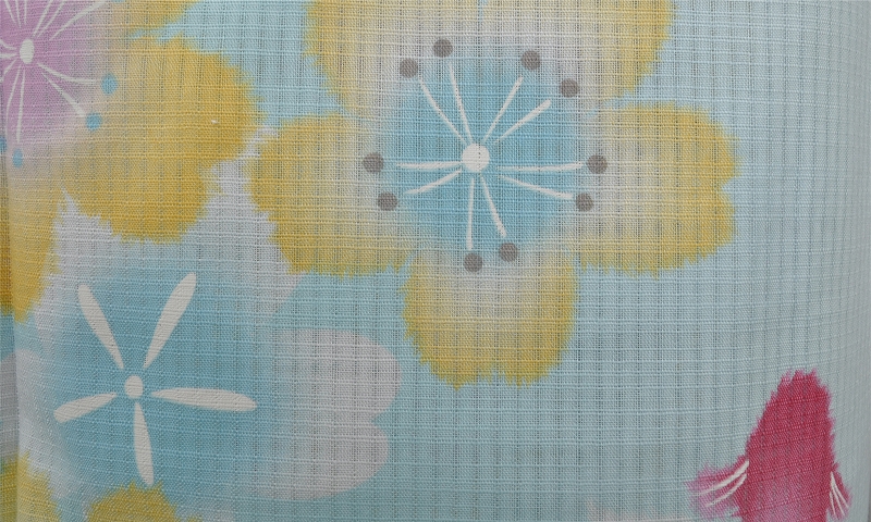 浴衣[水色地・金魚・花模様]