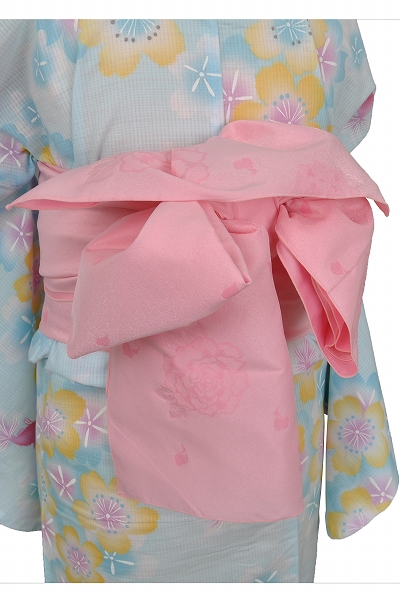 浴衣[水色地・金魚・花模様]