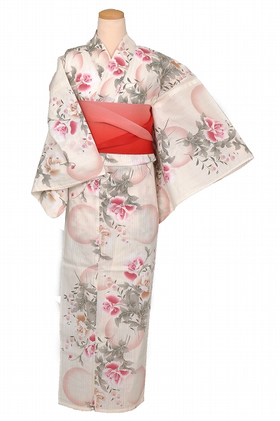 浴衣[生成り地・花]