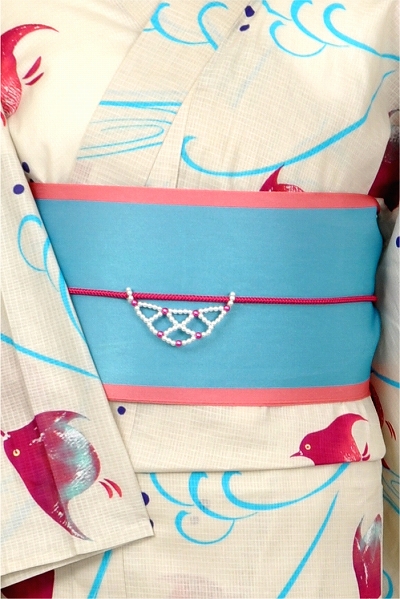 浴衣[淡いベージュ地・千鳥]