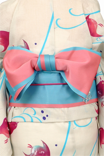 浴衣[淡いベージュ地・千鳥]