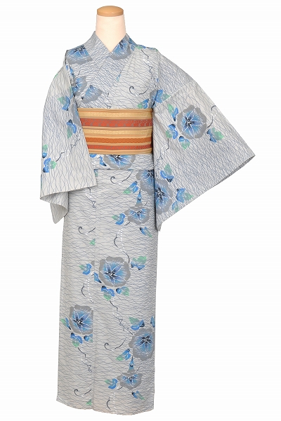 浴衣[グレー地・朝顔]