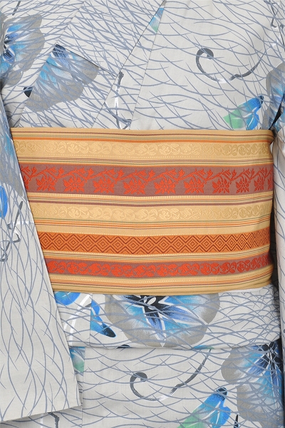 浴衣[グレー地・朝顔]