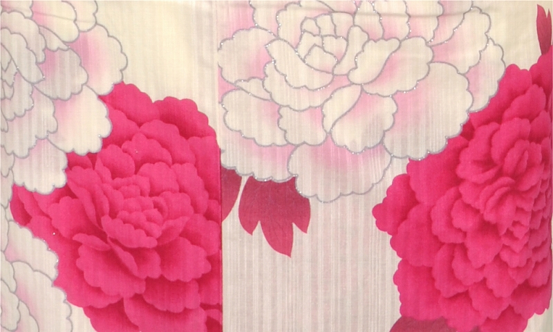 浴衣[白地・シャクヤクの花]