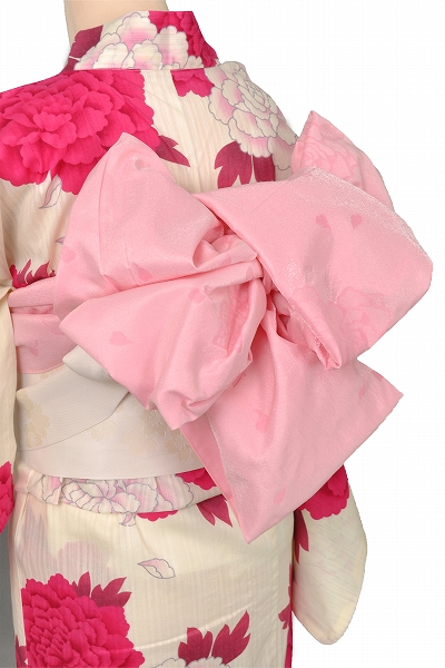 浴衣[白地・シャクヤクの花]