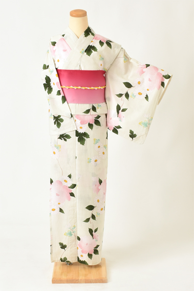 浴衣[生成り地・花々]
