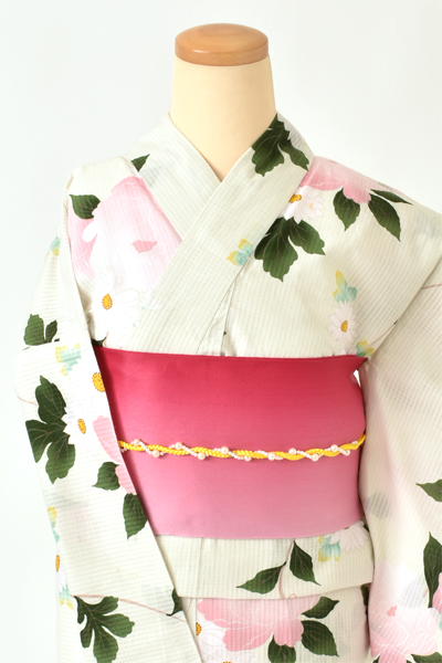 浴衣[生成り地・花々]