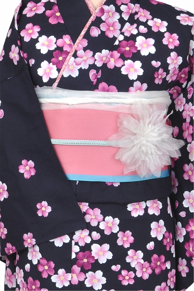 浴衣[黒地・細かい花]