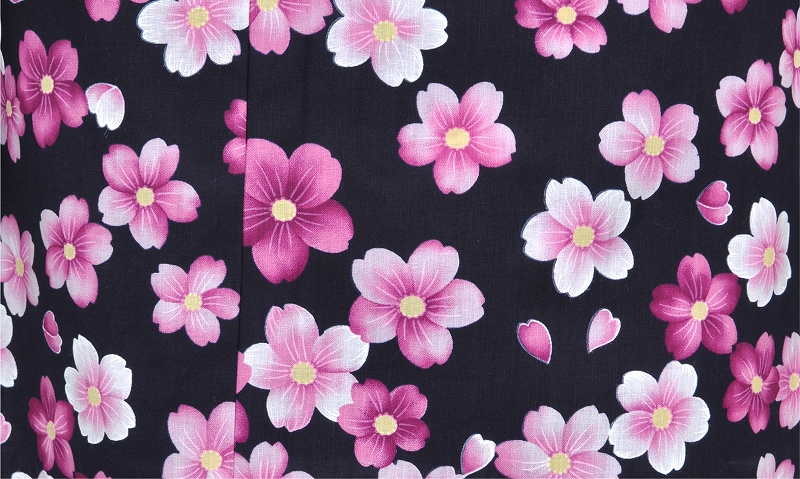 浴衣[黒地・細かい花]