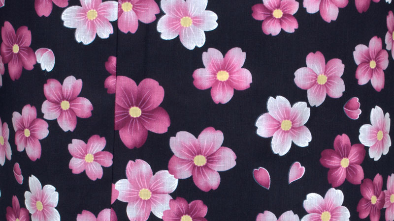 浴衣[黒地・細かい花]