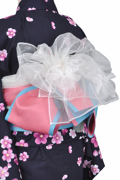 浴衣[黒地・細かい花]