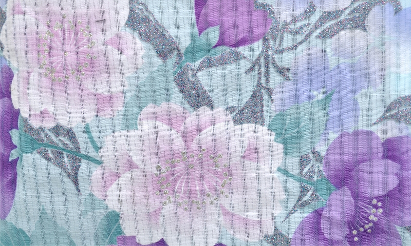 浴衣[水色・ラメ花々]