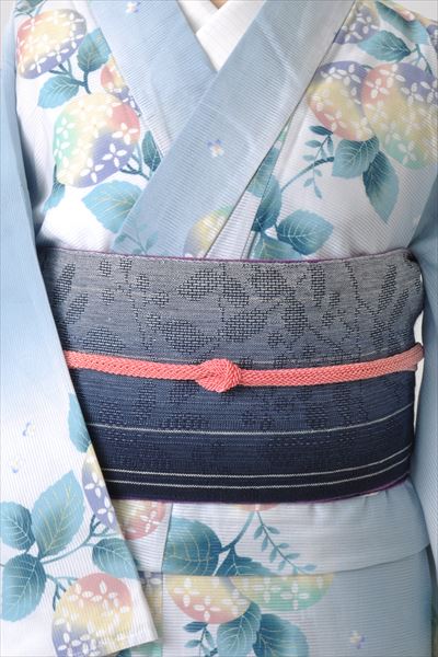 浴衣[淡いブルー地・アジサイ]