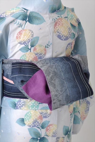 浴衣[淡いブルー地・アジサイ]