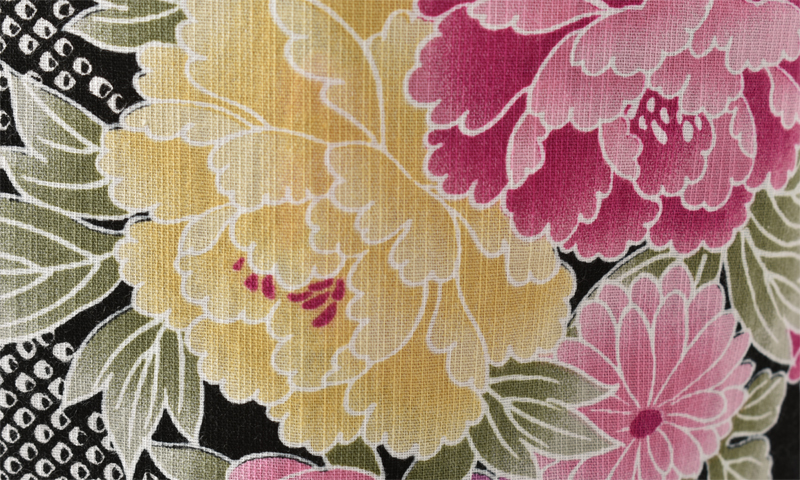 浴衣[黒地・牡丹]