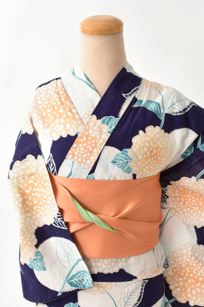 浴衣[紺地・紫陽花・トールサイズ]