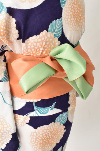 浴衣[紺地・紫陽花・トールサイズ]