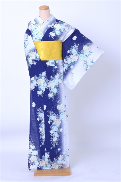 浴衣[青・薔薇トールサイズ]