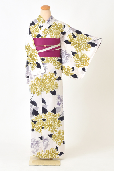 浴衣[白地・紫陽花]