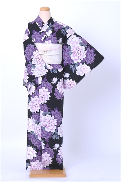 浴衣[黒・牡丹]